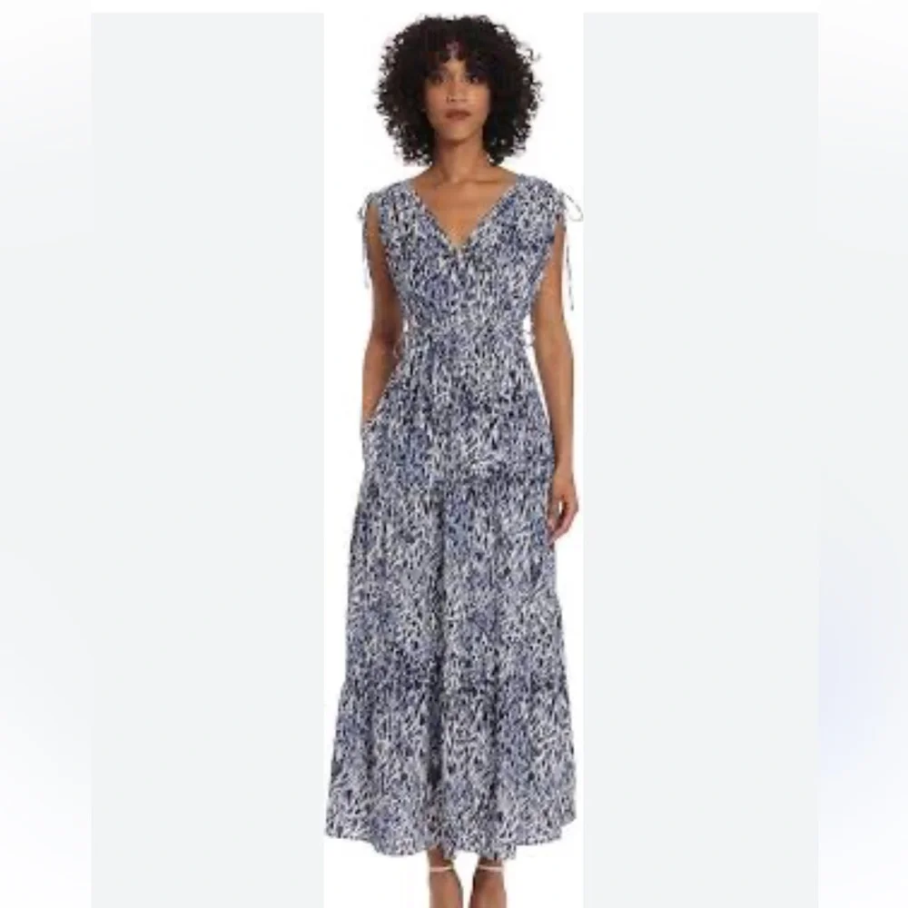 NWT Maggy London Ladies Size 14 Sleeveless Tiered Maxi Dress